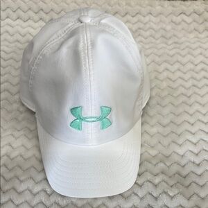 Under Armour White Cap with Teal Logo